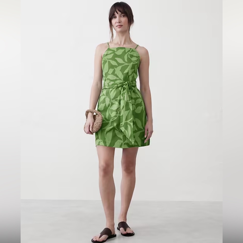 Banana Republic Linen Blend Open-Back Mini Dress